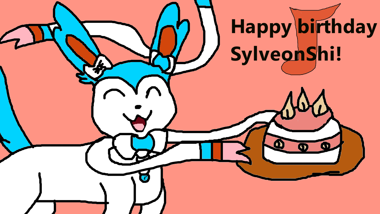 Sylven Having Birthday Cake (actually for Sylveon Shi)